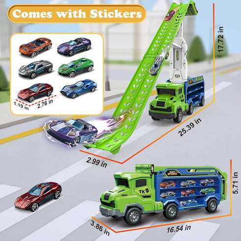 3-5 4-8,Foldable Sets 2.8-Ft 6 3 4 5 6 7 8+ Toddler Car Truck Toys,Car Carrier Truck Toys for Kids Age Car Track