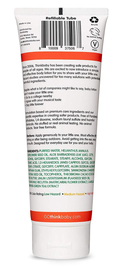 Thinkbaby 8oz, 237 ML Baby Lotion For Sensitive Skin | EWG Verified, Soothing Relief, Moisturizing, Nourishing |