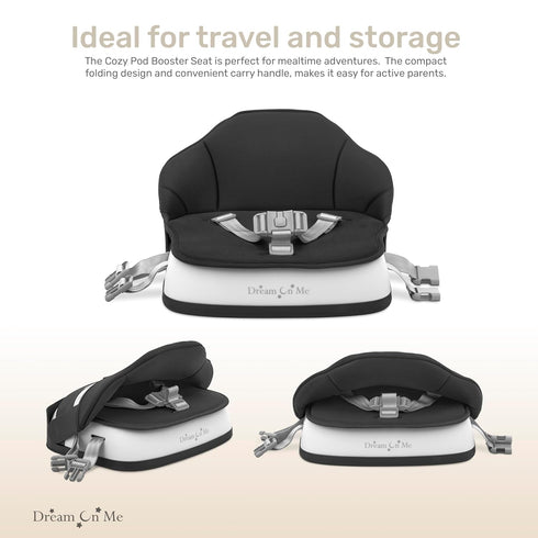 Cozy 636 3-Point 2 Dream On Me Pod Baby Booster Seat for Months, Portable Travel Booster Chair with Safety Harness