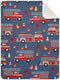 Ollabaky Red Fire Trucks Baby Blanket for Boys Girls Cotton Throw Blanket Swaddle