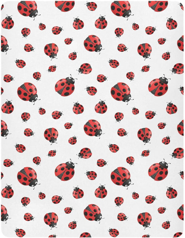 Pfrewn Crib Sheets for Boys Girls Red Ladybug Fitted Crib Sheet Fits