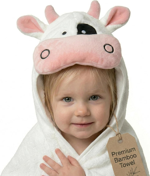 POCASOPA Hooded Towel with Cute Cow Vaquita Design - Rayon Made from Bamboo