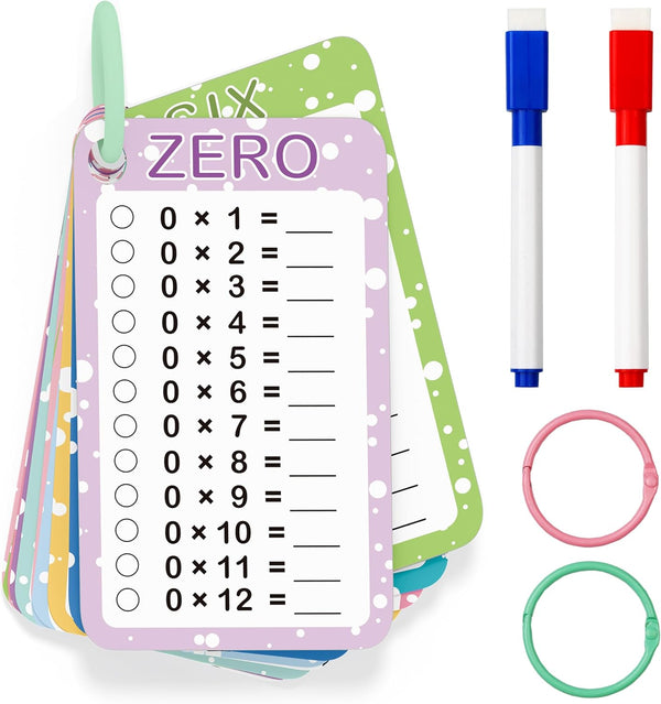 Slapaflife Multiplication Flash Cards 0-12, Times Table Flashcards,13 Pcs Flash Cards with