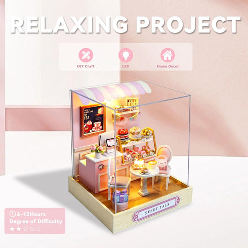 Flever Miniature Dollhouse DIY Kit - Sweet Talk Room with Furniture