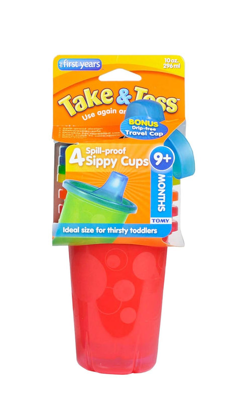 The First Years Take & Toss Spill Proof Cups, 10 oz, 4 ea, 9 months+