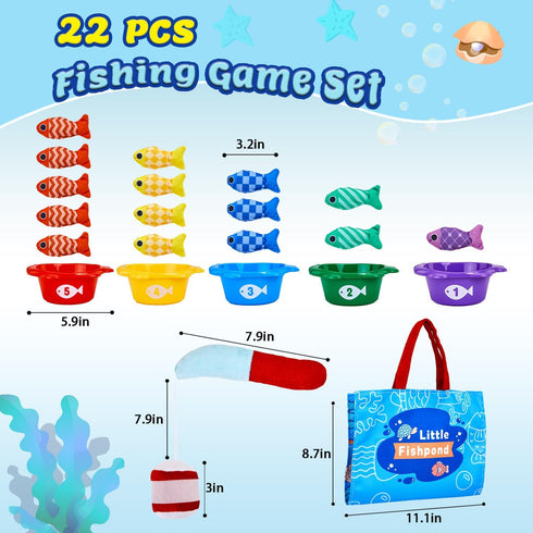 Gacoman 1 Toddler1-3 Counting, 12-18 Montessori Toys for Year Old Boy Girl Birthday Gift- Cloth Fishing Game