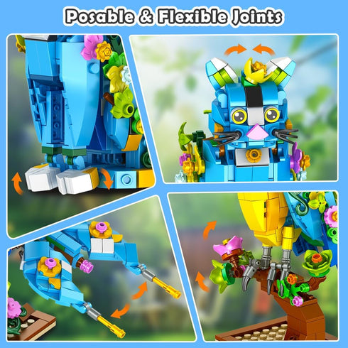 3 1 Set, 412 6 7 8 9 10 11 12+ INSOON in Flower Cat Parrot Butterfly Building Animal Figures Building Toy for Home