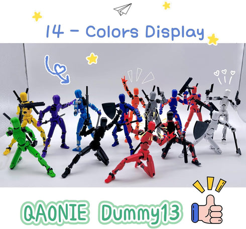 (Assembly Completed) 3D Printed Figure 5.54-inch Dummy13 with Weapon Expansion Set, Movable Desk Decoration, Black