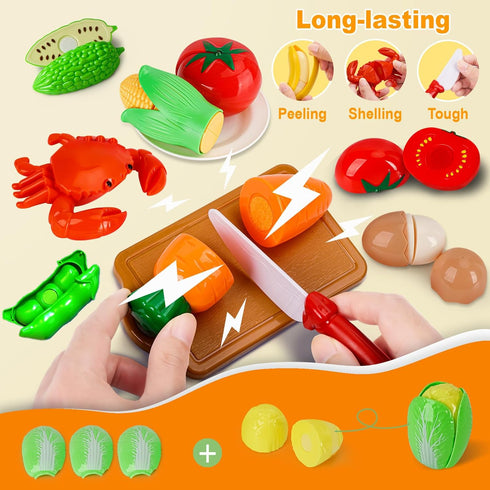 Hayuyuxo 95PCS Playset, Set Kids Pretend Play Kitchen Toys Accessories, Kids Kitchen Stainless Steel Cookware Pots