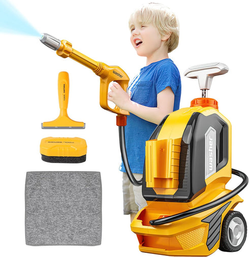 deAO Kids Clean Car Wash Toy,Car Washer with Scraper Sponge Towel,Rag,Toddler Pretend Play Tools Role Playing Toy