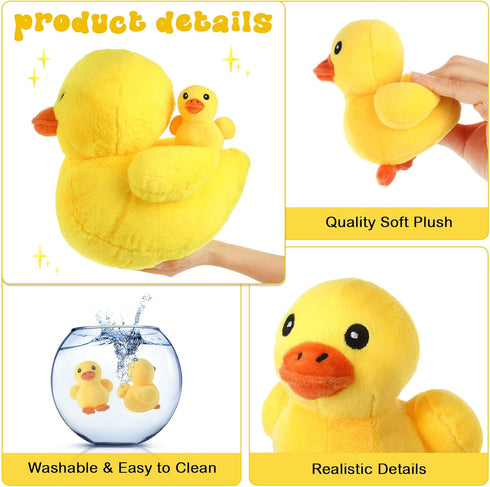 6 Set, 5 Kasyat Pcs Yellow Duck Stuffed Animal Play Mother with Little Duck Plush, Stuffed Animals Plushie Soft