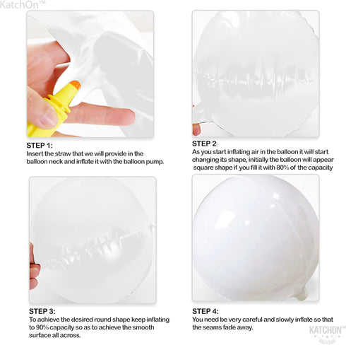 KatchOn Round White Foil Balloons, 22 Inch, Pack of 6 for Party Decorations, Metallic Birthday Balloons