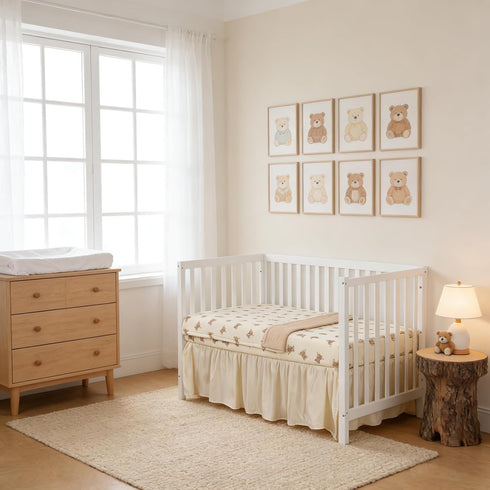 Set 3 52"x28", Set Organic Cotton Muslin Baby Crib Bedding Piece Soft for Infant Newborn Toddler Boys Girls Nursery Bed