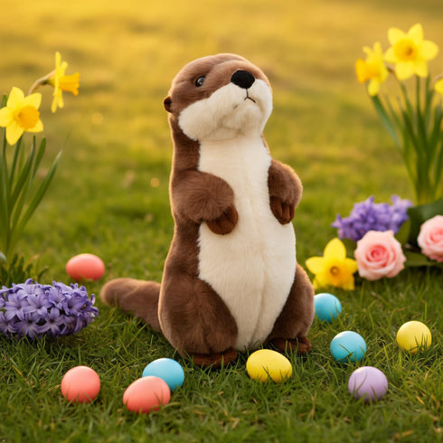 10 inches The Petting Zoo River Otter Stuffed Animal Standing, Gifts for Kids, Wild Onez Zoo Animals, River Otter Plush