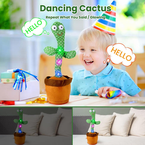 USB Charging Dancing Talking Cactus Toy - Baby Toy with 120 English Songs and Mimicking Feature