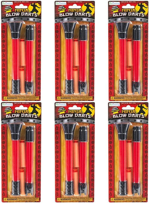 ArtCreativity Ninja Blow Darts Set of 6 - Blasters with 2 Darts Each, Ninja Toys for Kids, Halloween Costume