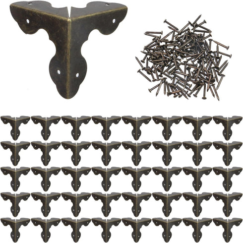 T Tulead 40PCS Metal Corner Protector - Decorative Corner Hardware Wood Corner Guards with Mounting Screws