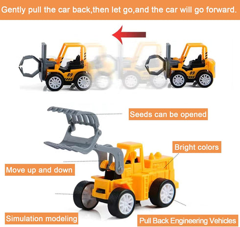24PCS Juuxncgv Mini Construction Vehicles,Play Figure Vehicles,Pull Back Engineering Vehicles,Toy Figure Construction