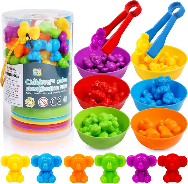 Counting Koalas Toys Matching Games with Sorting Bowls, Sorting Toys for Toddlers, Preschool Learning Activities for