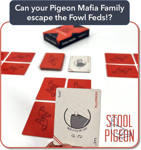 Stool Pigeon Quick Tactical Mafia Card Game, Fun for All Ages 8+, 2-6 Players, Easy to Teach