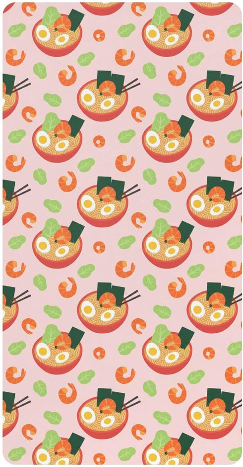 Jynexis Food Shrimp Pink Pattern Baby Crib Sheets, Cotton Fitted Crib Sheet, Soft