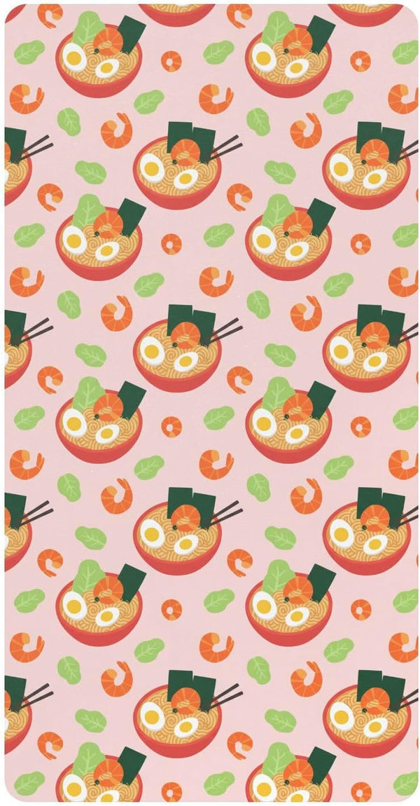 Jynexis Food Shrimp Pink Pattern Baby Crib Sheets, Cotton Fitted Crib Sheet, Soft