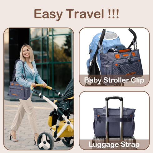 16 Inch 3 FHELAD Diaper Bag Tote, with Laptop Compartment and cooler Pocket Ideal for Boy (Dark Gray)