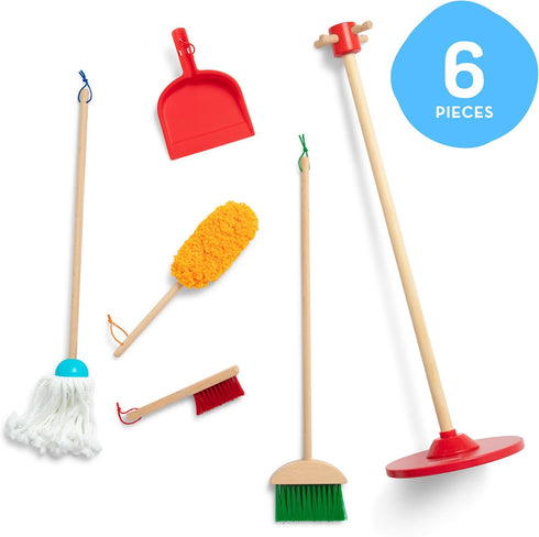 6-Pc. Set 3+ Melissa & Doug Dust Sweep Mop, Toddler Cleaning with Kids Broom & Accessories, Preschool Learning