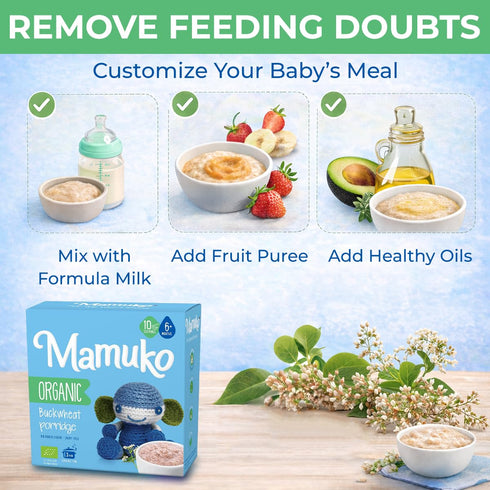 MAMUKO 6-9 (200g 10 Baby Porridge - Buckwheat Porridge with GMO-Free - Organic Porridge for Healthy Growth