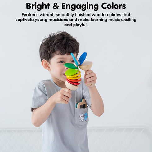 (6413) PlanToys Wooden Clatter Toy Percussion Musical Instrument | Sustainably Made from Rubberwood and Non-Toxic