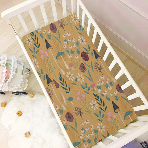 FUGIDOG 27 39 Inch Mushroom Crib Sheets for Boys Girls Soft Breathable Unisex Jersey Fitted Crib Sheets Baby Sheets