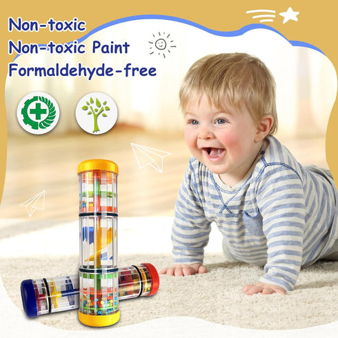 LOOIKOOS Rainmaker Rain Stick Musical Instrument for Babies, Sensory Developmental Toy for Toddler Musical Play