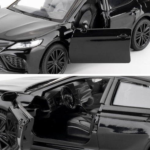 1:36 Camry XSE Car Model, Diecast Pull Back Toy Car, Doors Open, Collection Kids Gift (Black)