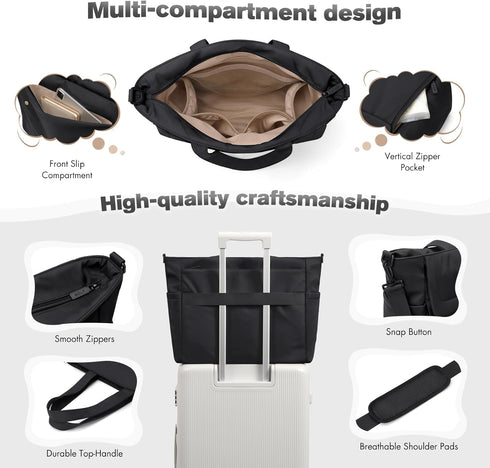 14L Large Puffer Diaper Tote Bag - Stylish Travel Bag for Moms