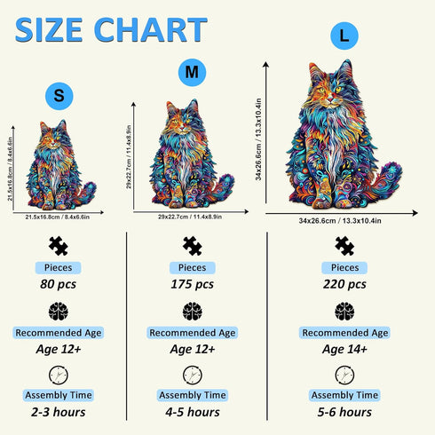 Wooden Puzzles for Adults: Cat Puzzles, 220 Pieces Fun Kitten Shaped Wood Puzzles - Christmas Halloween Gifts
