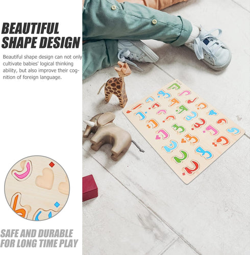 Arabic Alphabet Puzzle Board, Number Shape Jigsaw Puzzle, Educational 3D Blocks Learning Puzzle for Kids