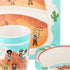 5-Piece Kids Dinnerware Set, Western Cowboys Themed Utensils, Bamboo Fiber Plate, Bowl & Cup, Toddler Safe