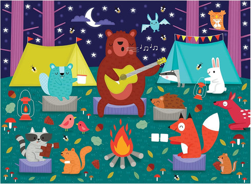 Campfire Friends Scratch and Sniff Puzzle from Mudpuppy – 60 Piece Jigsaw with 6 Shaped Pieces, 3 Campfire Scents