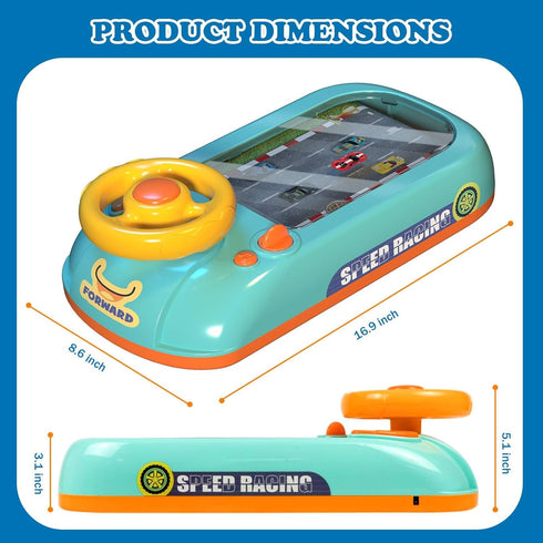 Meuytrg 3+ Car Racing Adventure Toy with Steering Wheel, Racing Adventure Car Steering Wheel Driving Games for Age Year
