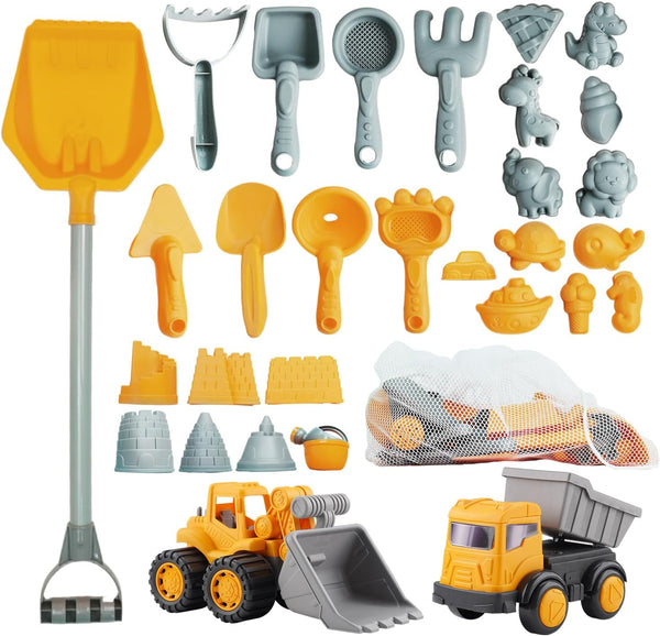 IOKUKI Long Shovel Sand Beach Toys with Big Excavator Toy, Dump Truck
