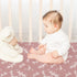 47"x24", 3 Pack Nap Mat Sheet Pink Floral Baby Crib Sheets Fitted Elastic Corners, Preschool Day Care Rest Mat Cover
