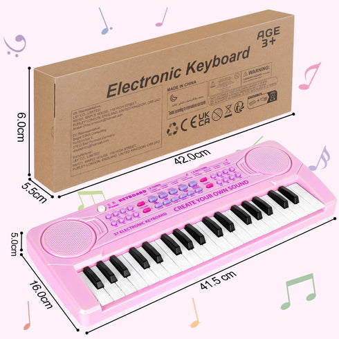 M SANMERSEN Kids Piano Keyboard - 37 Keys Electronic Piano Toys for Beginners, Gift for 3-6 Year Olds