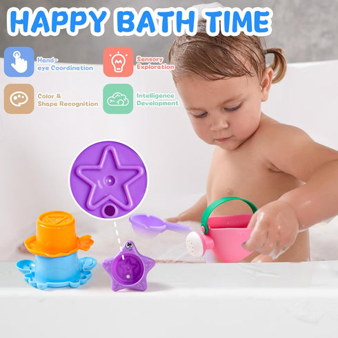 1-3 2-4 1+ 5 Fajiabao Baby Bath Toys for Kids Ages Toddler Bath Toys Mold Free for Bathtub Sand Beach Pool Water Toys