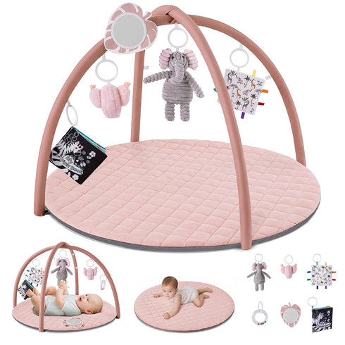 Blissful Diary Baby Play Gym Mat, Tummy Time Activity Mat with 6