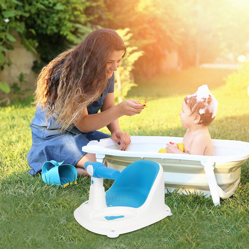 BESPORTBLE Bath Seat for Months Sit-up Shower Chair with Backrest Non-Slip Bathing Stool for Feeding Shampoo