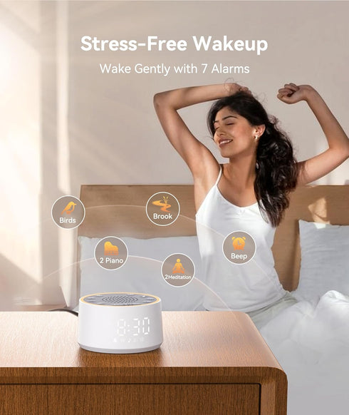 10 Dreamegg Sound Machine with Nursery Lamp - Sound Machine Baby, Soothing Sounds, Timer, Memory Function, Colour Night