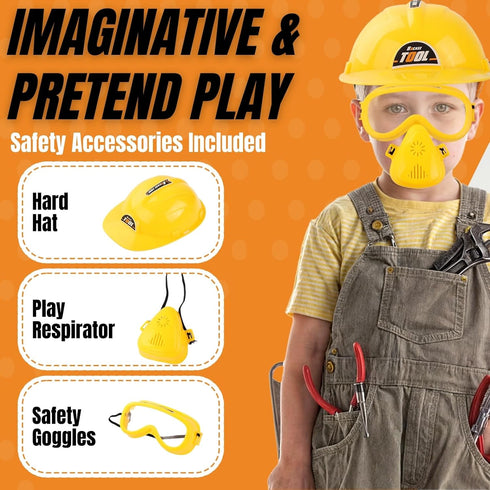 Kids Handyman Tools Toy Set - 52 PCS Mechanic Pretend Play Construction Playset for Toddlers