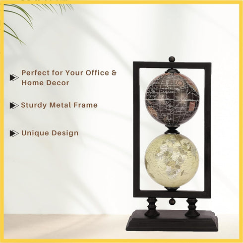 Set 2 4'' Rely+ of World Globe Sturdy Metal Stand (NOT PLASTIC!) - Rotating Desktop Globes For Geographic Home Desk