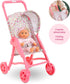 Corolle Baby Doll Stroller with Folding Canopy - Mon Premier Poupon Accessory for 12" Dolls, Pink/Floral Pattern