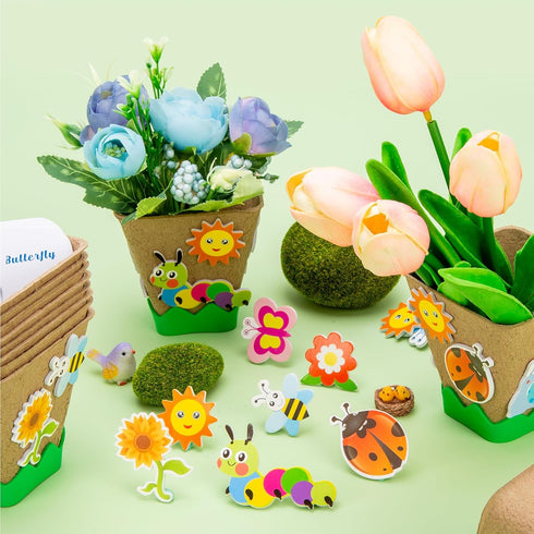 30 Pack 120 30 Ayfjovs Garden Paper Pot Craft Kit, Square Paper Peat Pots with PCS Adhesive Foam Stickers and PCS